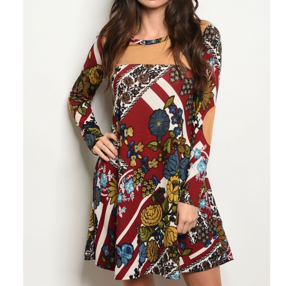 Trendy Elbow Patch Tunic Dress - Picture 1 of 3